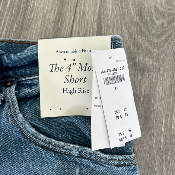Abercrombie & Fitch - High Rise 4 Inch Mom Shorts - Size 33 - NWT - Picture 3 of 4